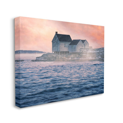 «Coastal Cottage Seaside Ocean Waves» par Rick Berk - photographie sur toile tendue