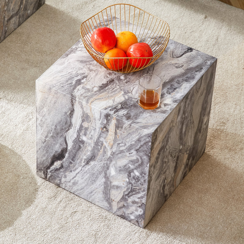 Elevate Your Living Space With This Modern MDF Coffee Table, Which Showcases Grey Textured Patterns. It Is Characterized By Stylish Design.