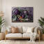 Légumes, fleurs violettes, art mural en métal mauve
