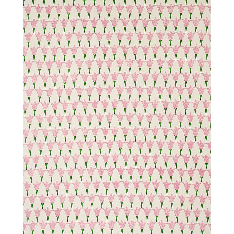 Schumacher x Molly Mahon Tulip Hand Block Fabric, Rose/Grass