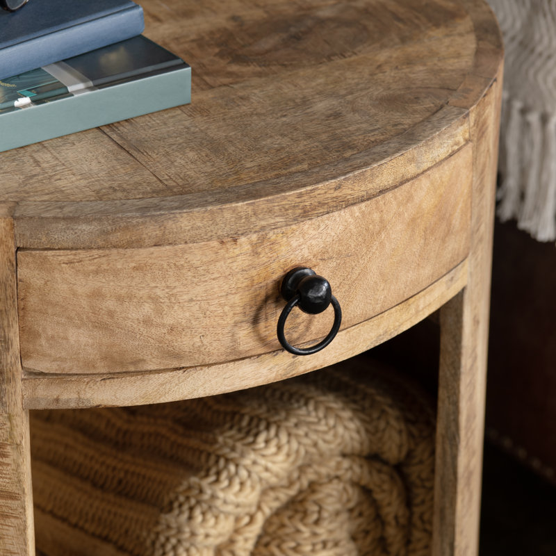 Solid Mango Brown Round Accent_End Table