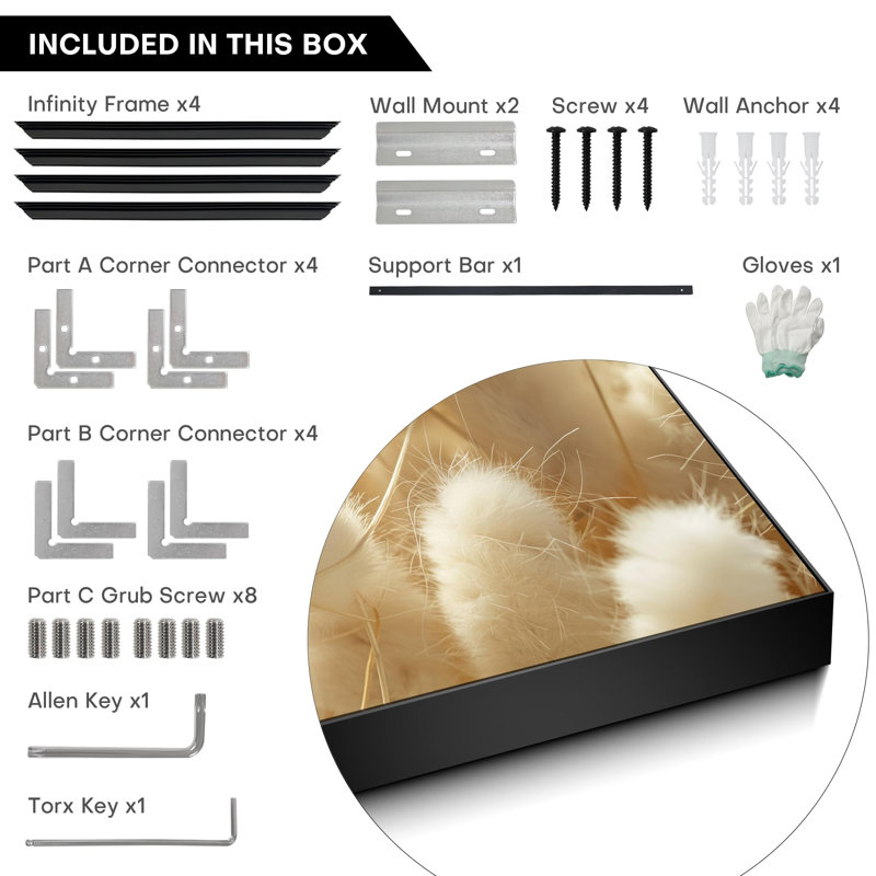 Fluffy Pampas Grass Warm Minimalist Nature Living Large Wall Art Print Home Decor (assemblage requis), H 24 po x l 60 po