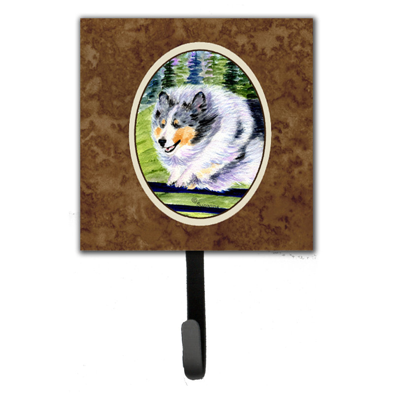 Porte-laisse sheltie et crochet mural