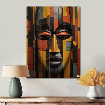 Masque tribal africain Kente II - reproduction tribale africaine sur bois de pin naturel
