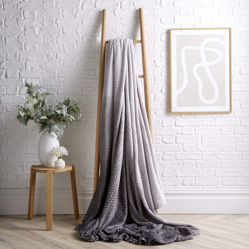 Throw Blanket, Grey Chevron / Zig Zag, 200cm x 150cm