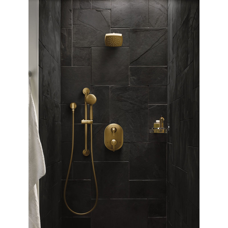 Pomme de douche coulissante complète éco-performante, Or brossé