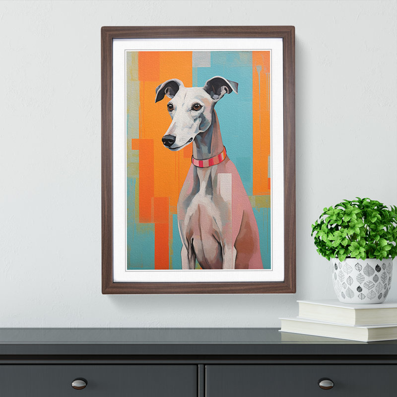 Whippet Colour Field No.3 - Framed Print, Walnut, 64cm H x 46cm W x 2cm D