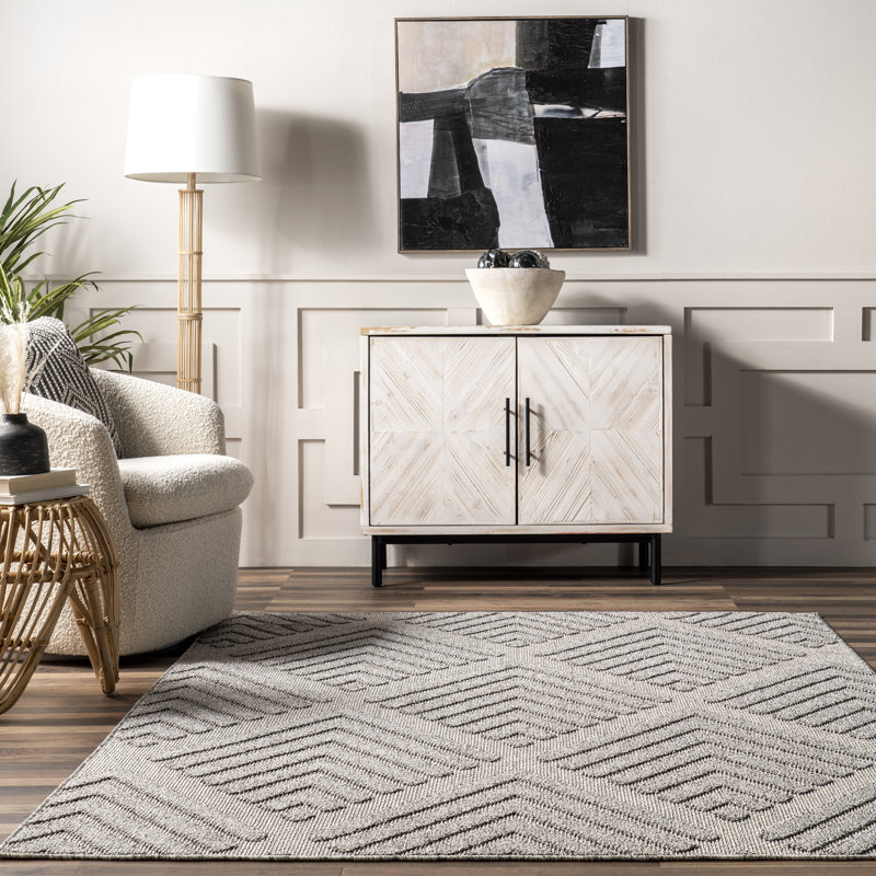 Lessie High-Low Geometric Indoor/Outdoor Area Rug, Rectangle 5' x 8'