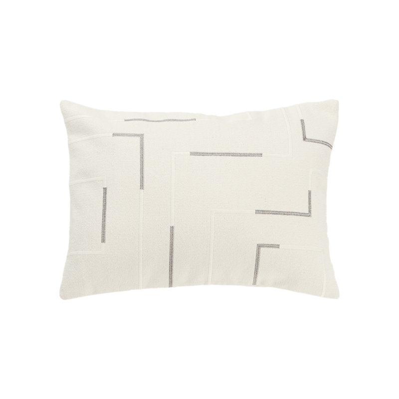 Housse de coussin rectangulaire avec insert lombaire 100% coton Odile, Ivoire / Argenté
