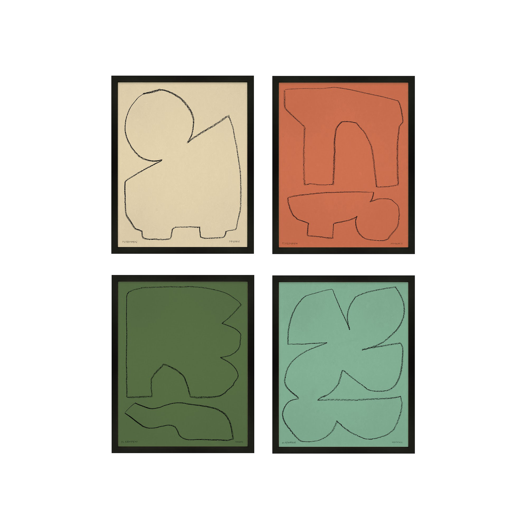 Earth 1, Set Of 4 by Michael Kempen, 100" H x 80" W x 1.25" D, Black