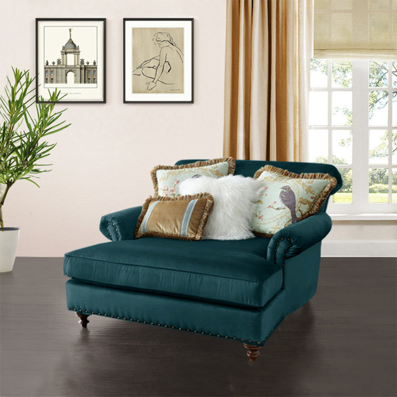 Chaise longue en flanelle élégante et décontractée, Bleu paon