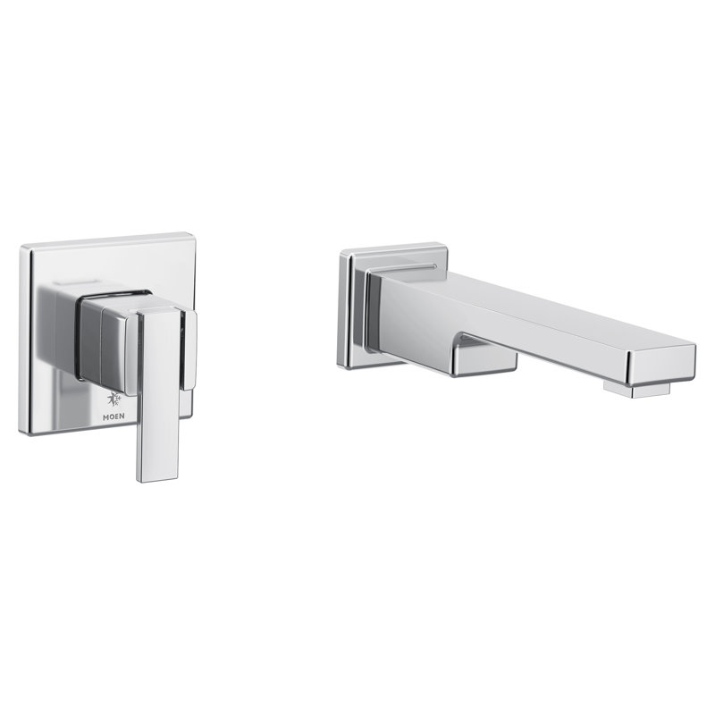 90 Degree Single Handle Wall Mount Tub Filler High Flow Tub Faucet With 10" Spout Reach, Chrome
