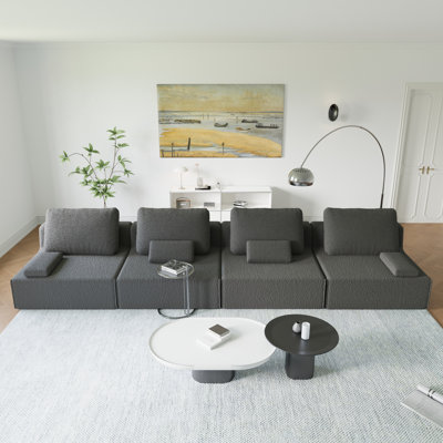 Canapé modulaire surdimensionné surdimensionné, ensemble de canapé de plancher Boucle de luxe, canapé convertible compressé, canapé spacieux rempli de mousse pour le salon, combinaison libre, 3 couleurs