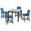 Ensemble de table de salle à manger 5 pièces à hauteur de comptoir Ayron avec 1 table de salle à manger en faux marbre et 4 chaises rembourrées