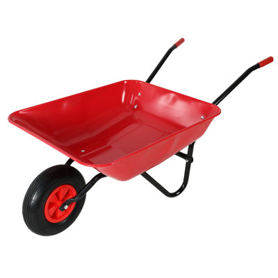 Steel Tray Garden Wheelbarrow Cart With 12" Pneumatic Tires, Heavy-duty Yard Utility Trolley