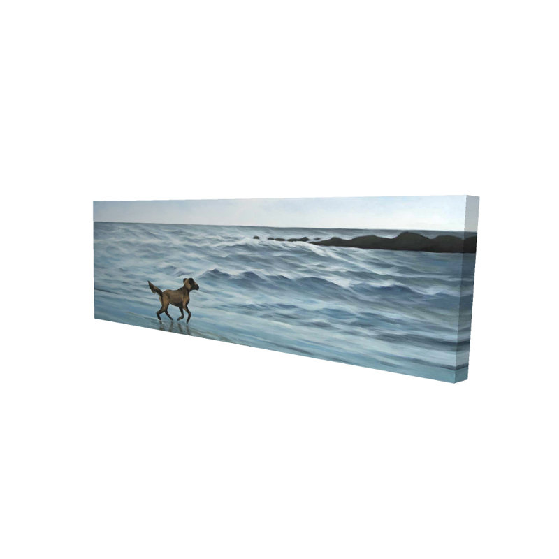 Chien sur la plage | Décoration de salle de bain marine | Home Art, H 8 po x l 8 po