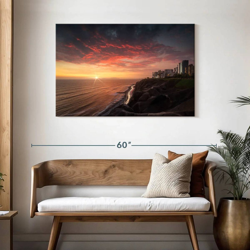 Paysage coucher de soleil Gillard Miraflores, H 30 po x l 45 po