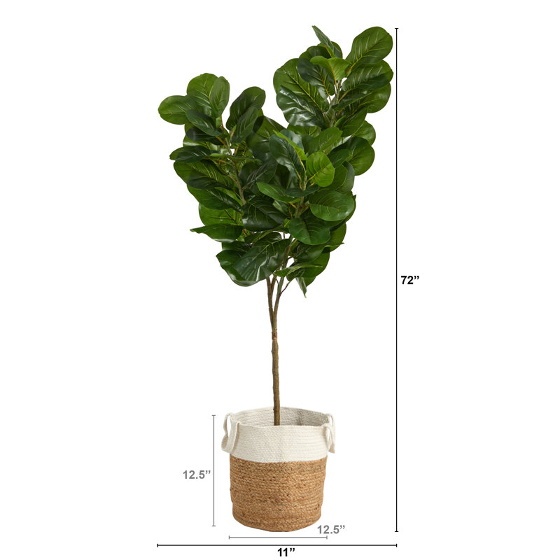 72'' Faux Fiddle Leaf Fig Tree in Jute Basket