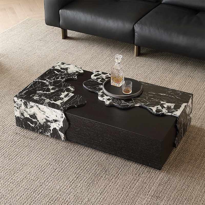Creative rectangular marble end table, 11.8" H x 55.1" L x 31.5" W