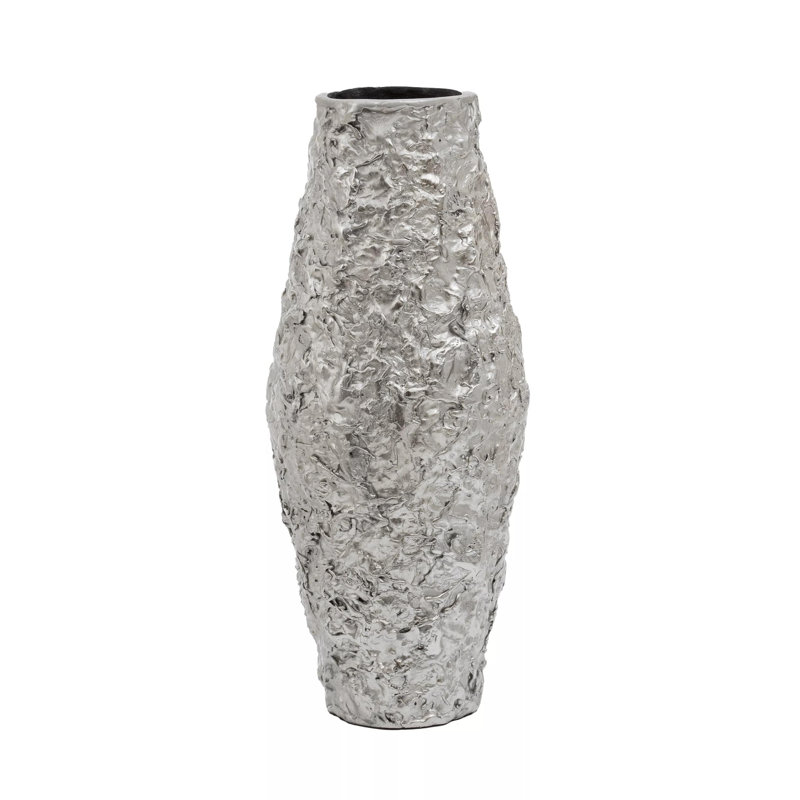 Beric Metal Table Vase, 40cm H x 16cm W x 16cm D, Silver
