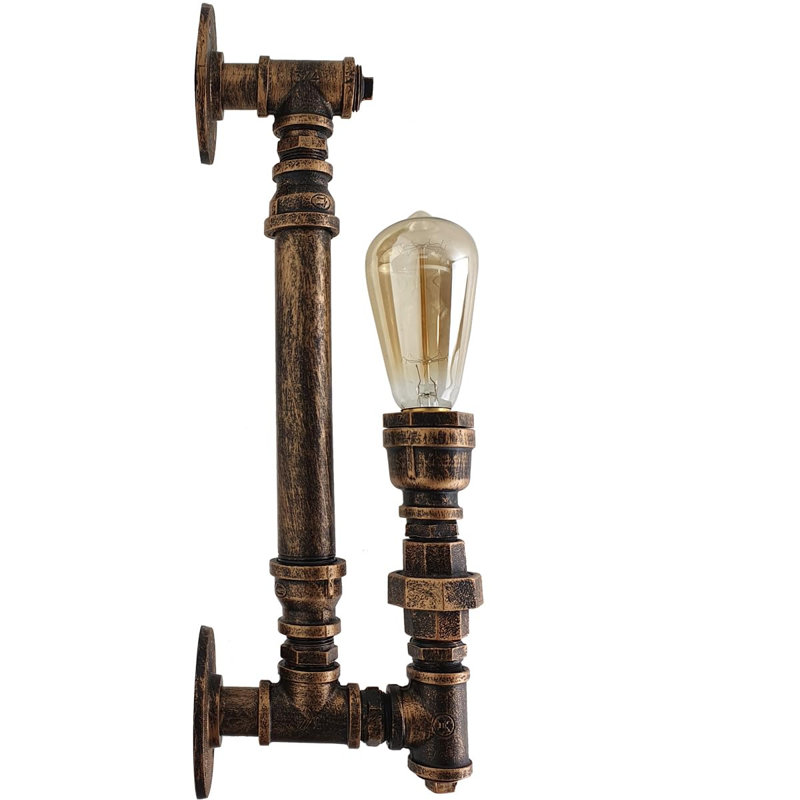 Centrahoma Industrial Candle Wall Light – 1-Light Metal Sconce with E27 Socket for Hallway, Brushed Copper