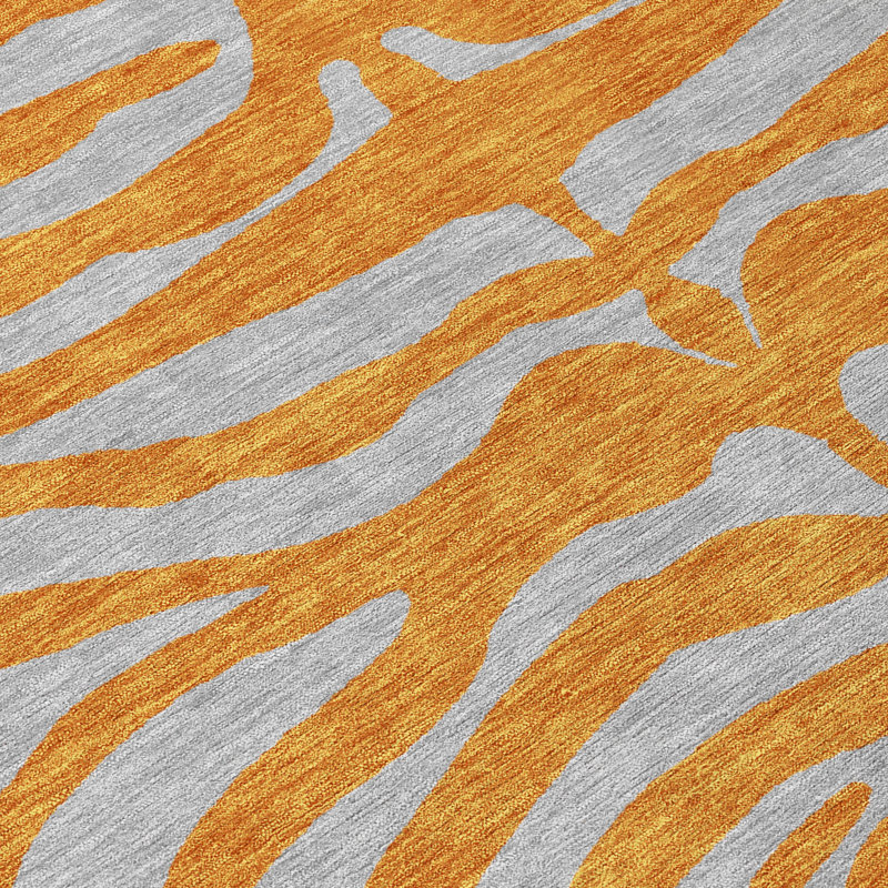 Fernelle Orange Washable Indoor-Outdoor Rug - , 5' x 7'6"