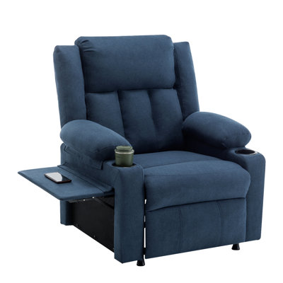 31.9" Wide Modern And Classic Soft Overstuffed Power Standard Chair - Lumbar Heated Massage Recliner With Tray Table & Dual Cup Holders by Latitude Run