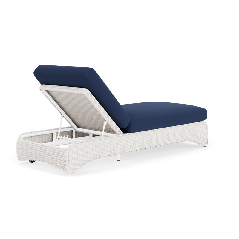 Loom Outdoor Chaise Lounge, White, Beach Navy