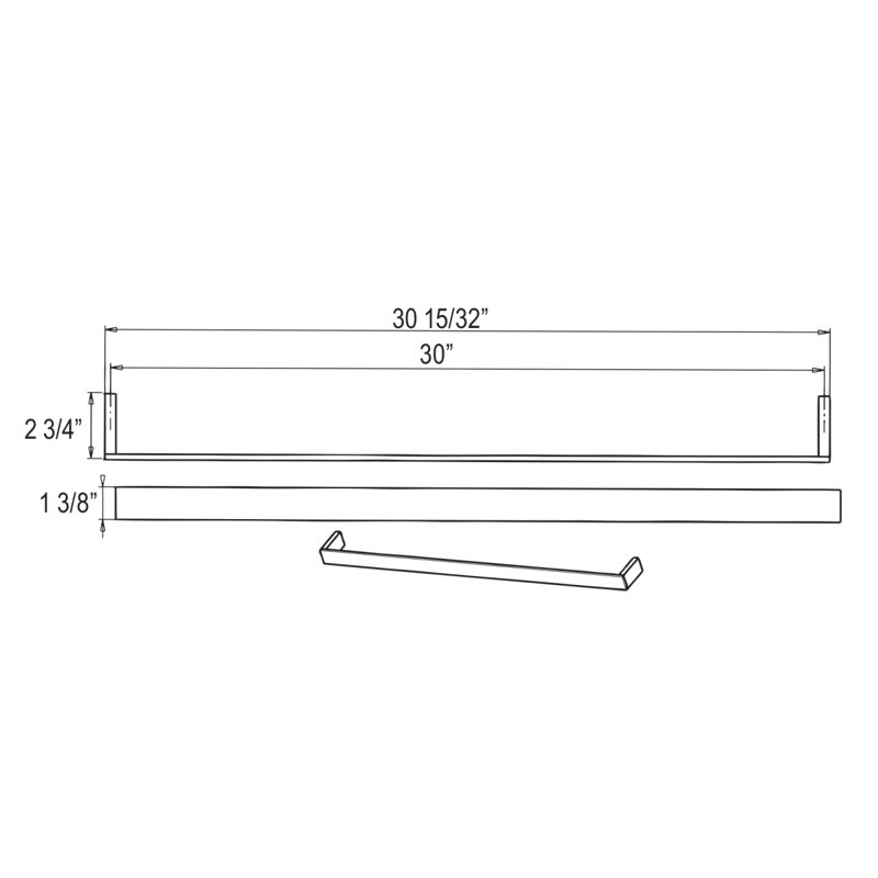 Quartile™ 30.46" Wall Mounted Towel Bar, Polished Chrome