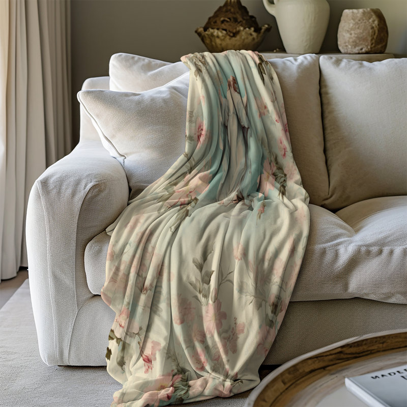Radiant Floral Symphony - couverture sherpa de qualité supérieure 1 pièce - reproduction d'art luxueuse, Grand lit