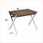 Bureaux, bureau d'écriture moderne à 2 tiroirs - plateau en chêne patiné Pieds chromés | Chêne | Chrome