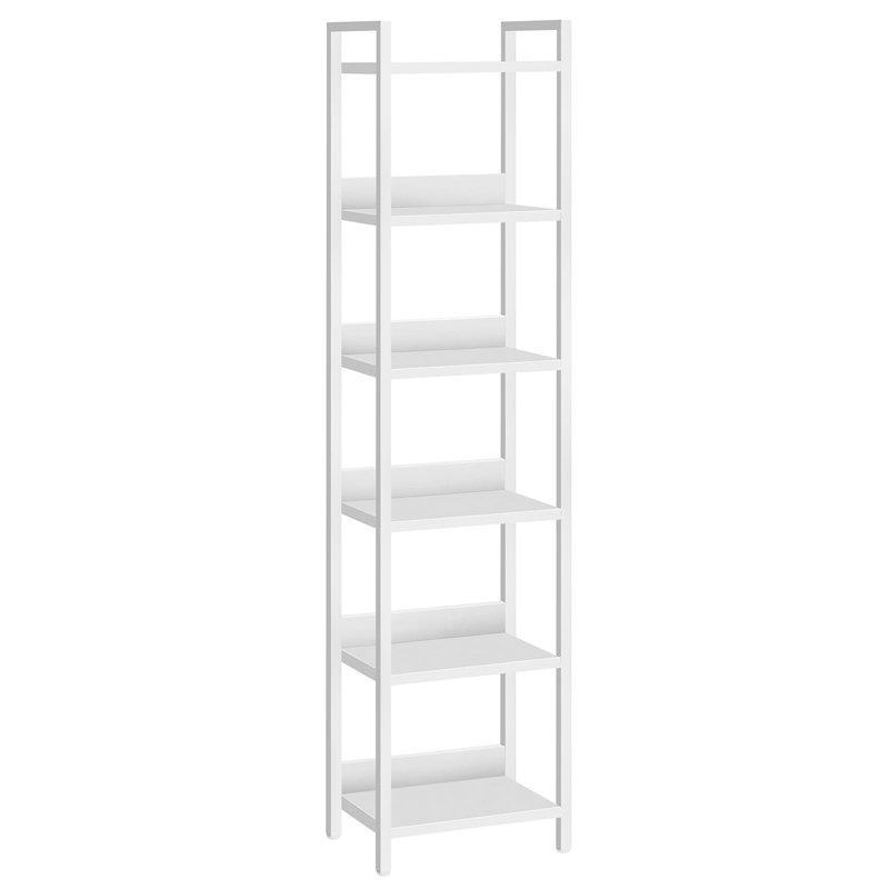 Bibliothèque sur pieds à 6 niveaux, (6 Shelves) 62"H x 13"W x 9.5"D, White
