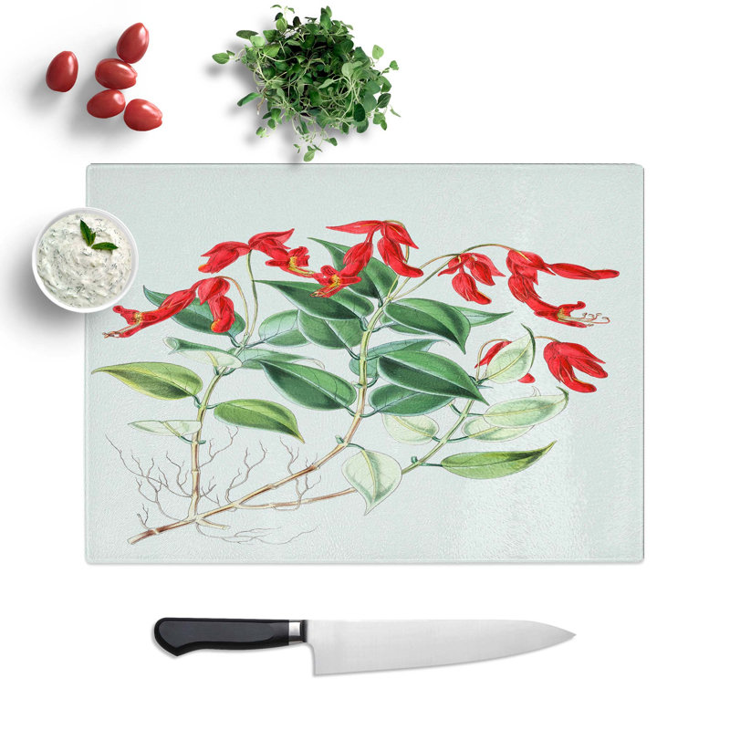 Glass Lipstick Flowers by W. H. Fitch Chopping Board, 39 cm W x 28.5 cm L