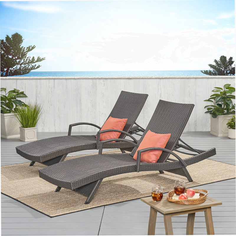 Chaise longue avec accoudoirs pour patio, 2
