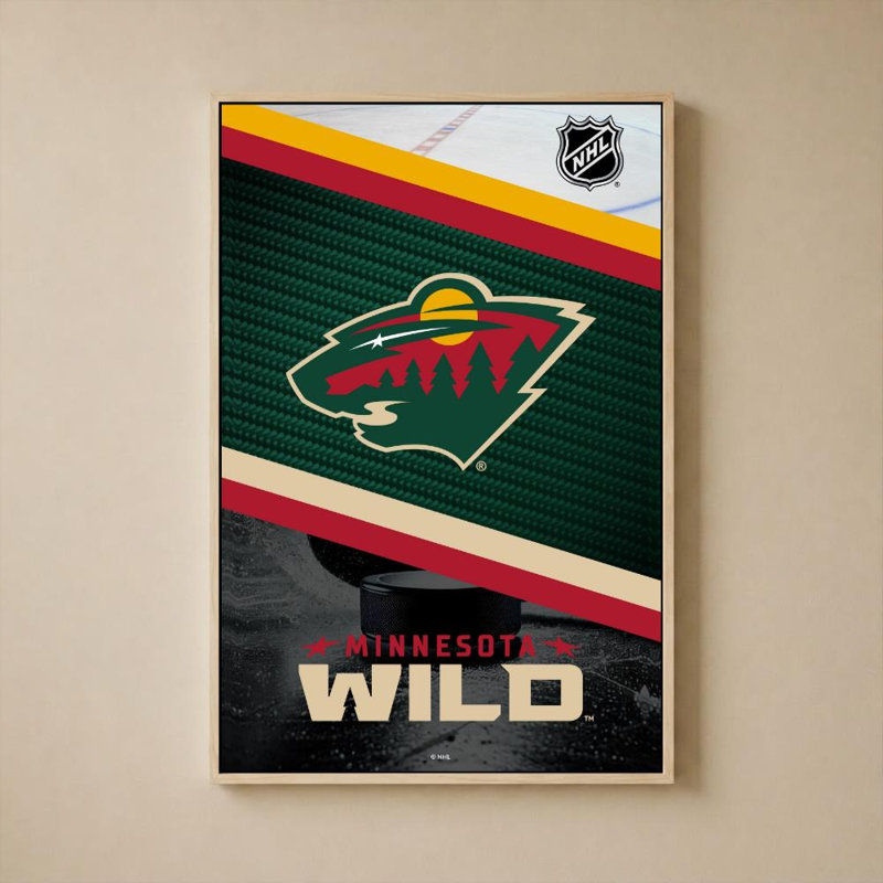 Décoration murale Minnesota Wild NHL, H 36 po x l 24 po, Cadre plat flottant, Birch