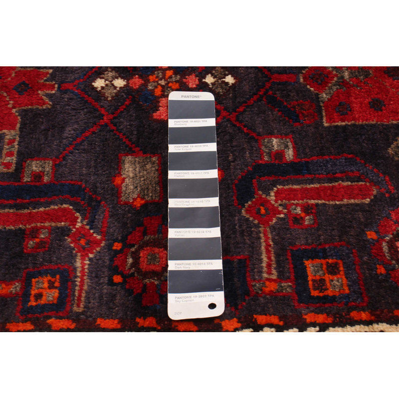 Tapis bleu marine foncé en laine des années 1990 de 3 pi 7 po x 5 pi 5 po Moana