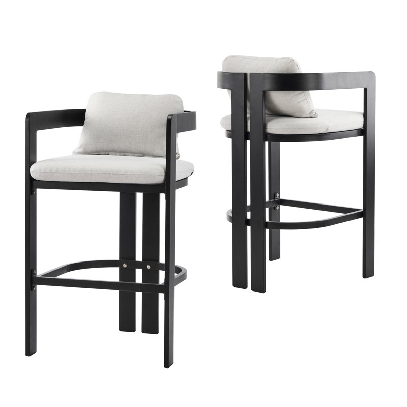 Tabouret de bar d'extérieur en aluminium à hauteur de comptoir avec coussin pour terrasse