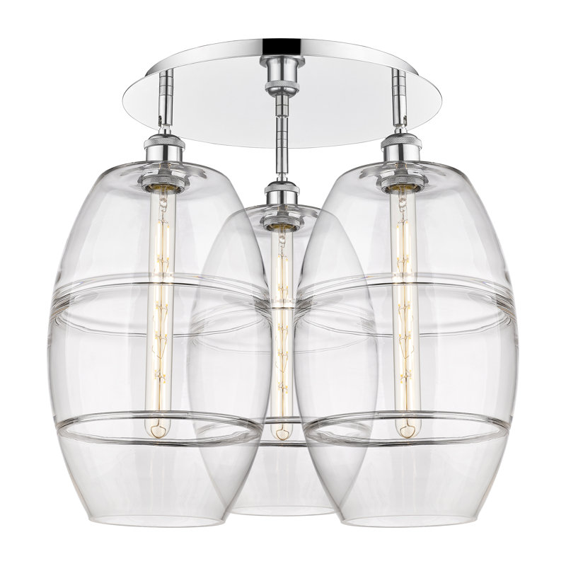 Plafonnier encastré Dundrod, Chrome poli, H 19,5 po x l 21,75 po x P 21,75 po, Transparent