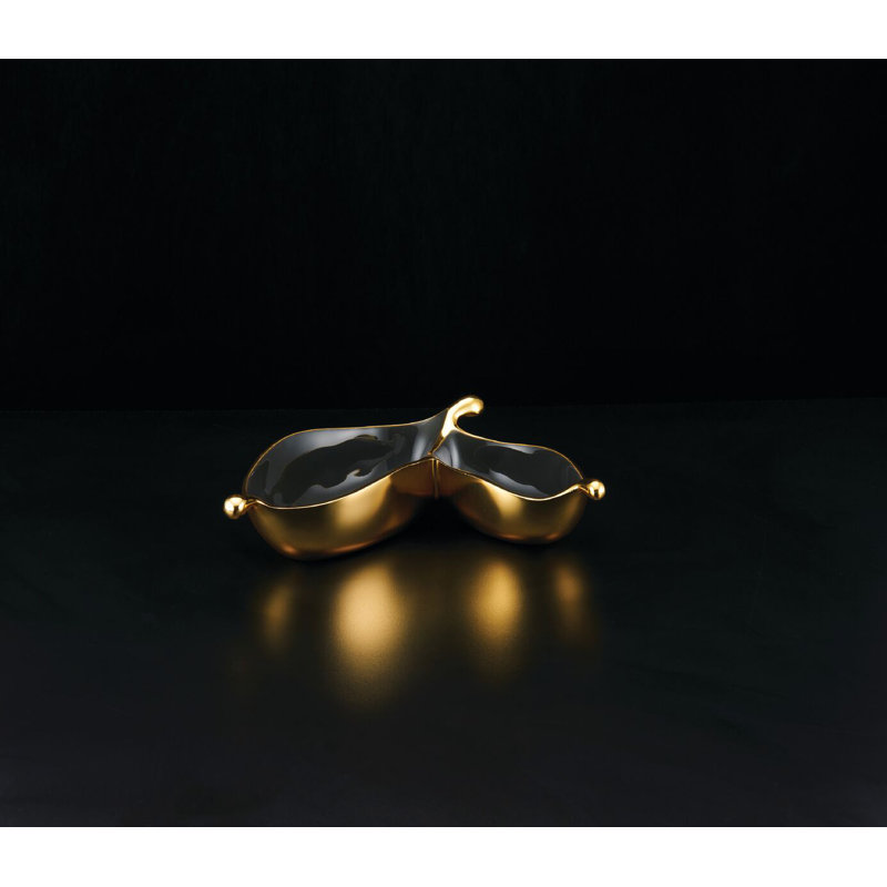 Metal Abstract Posh & Luxe Decorative Bowl in Gold/Gray