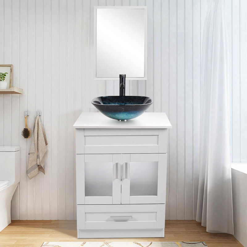 Ensemble de meuble-lavabo simple 24 "avec miroir Eubanks
