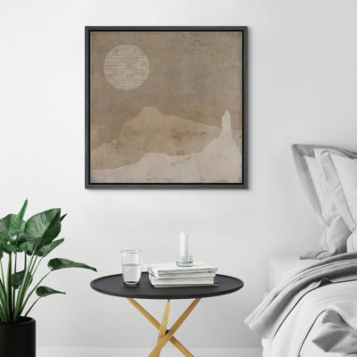 Grunge brun foncé, paysage minimal, formes abstraites, décoration d'art moderne bohème relax / zen nordique, impression sur toile