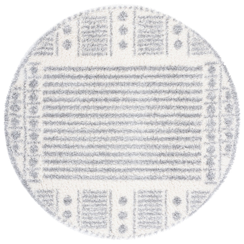 Madrina Southwestern Gray Area Rug, Round 6'7"