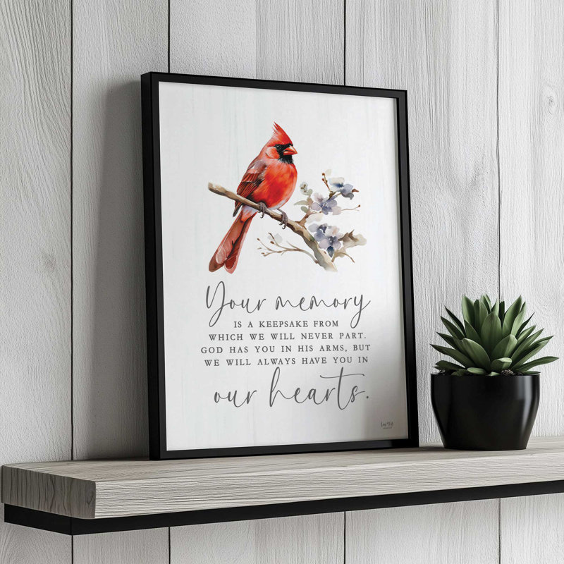 «Your Memory Cardinal» par Lux + Me Designs, reproduction d'art, L 18 po x H 24 po, Impression encadrée, Blanc