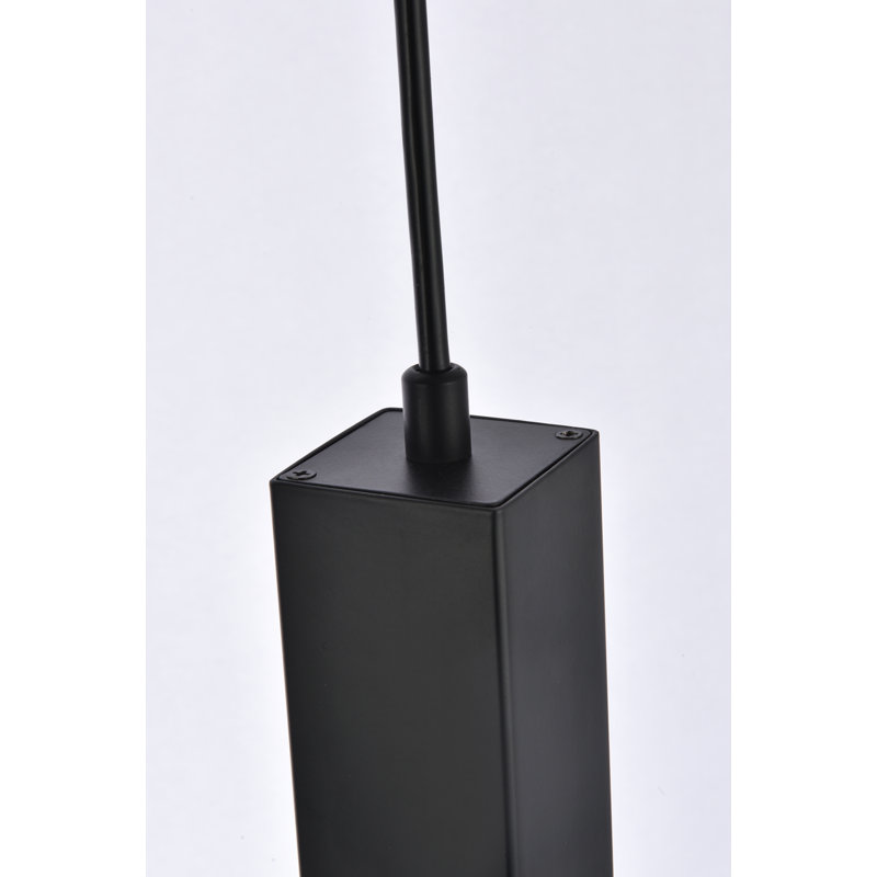 Luminaire suspendu rectangulaire à 1 lumière Aliha, Noir