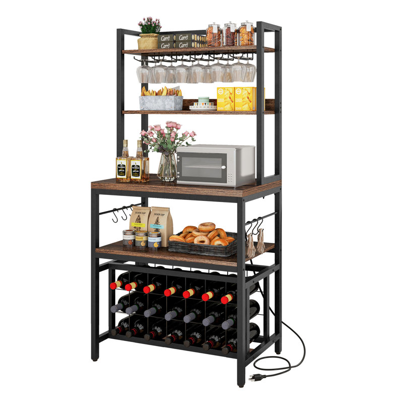 Support à micro-ondes avec support à vin 31,5 po Raglin