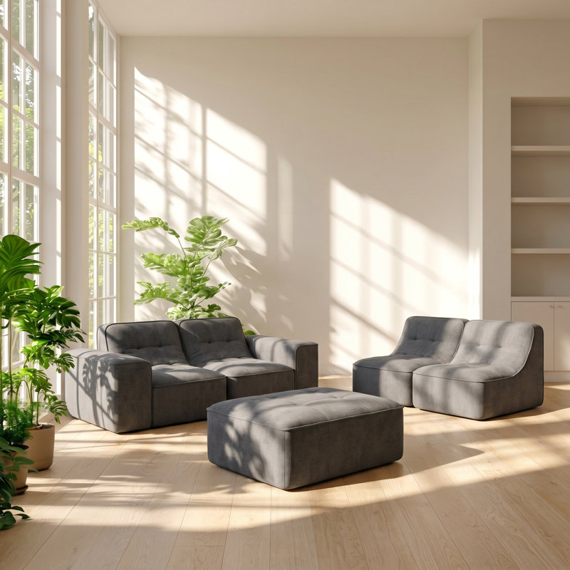 Canapé modulaire capitonné l 143,7 po x P 38,2 po x H 29,5 po Ailuridae