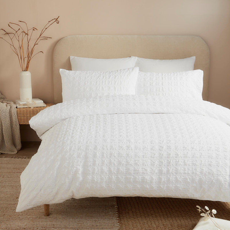 100% Recycled Polyester Geometric Duvet Cover Set with Pillowcases, Double Duvet Cover + 2 Standard Pillowcases