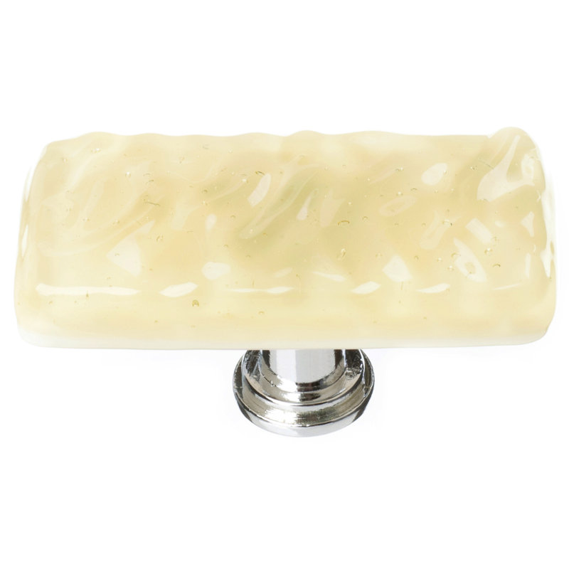 Poignée de meuble longue en verre Glacier, Bronze huilé, Jaune pâle