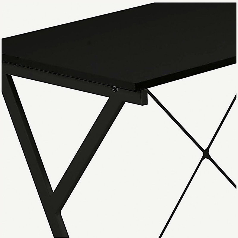 Black L-shaped Computer Desk with CPU Bracket, Black
