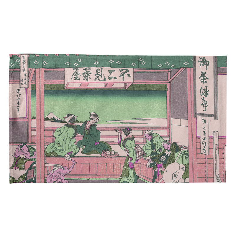 Torchon Yoshida at Tokaido, Croisé en coton, Rose/vert